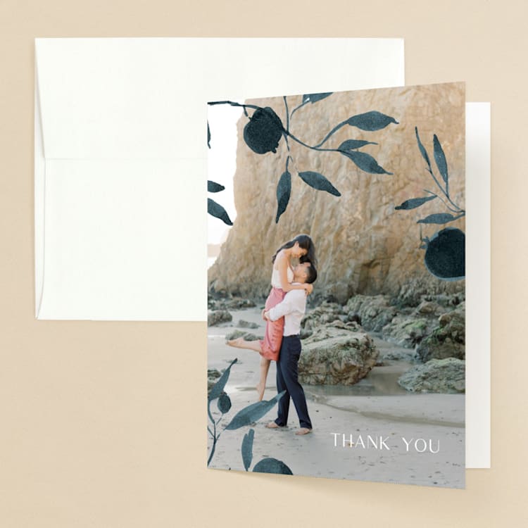 "Adore You" - Folded Wedding Thank You Cards in Great Lakes by Design Lotus - Front