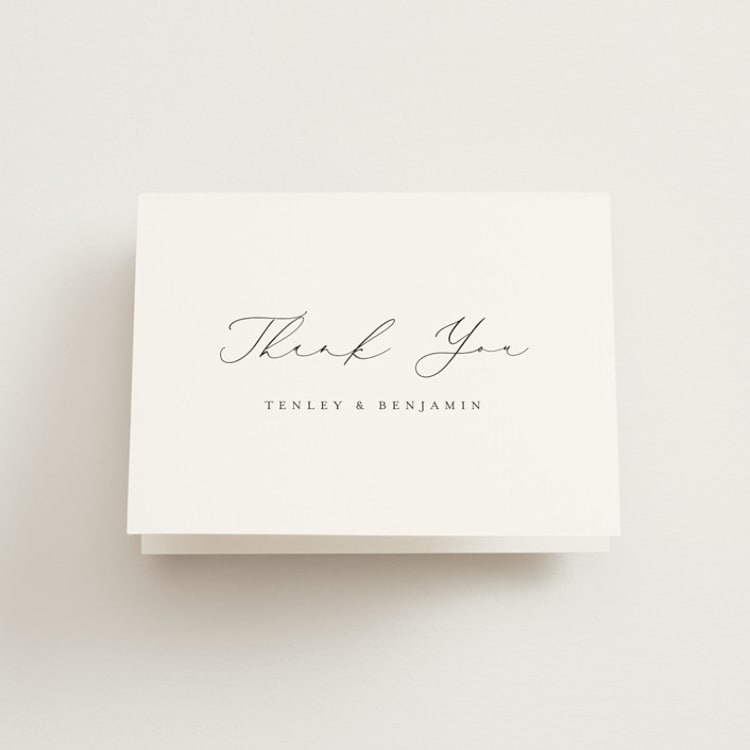 "Gentle Whisper" - Folded Wedding Thank You Cards in Cotton by Jennifer Postorino - Front