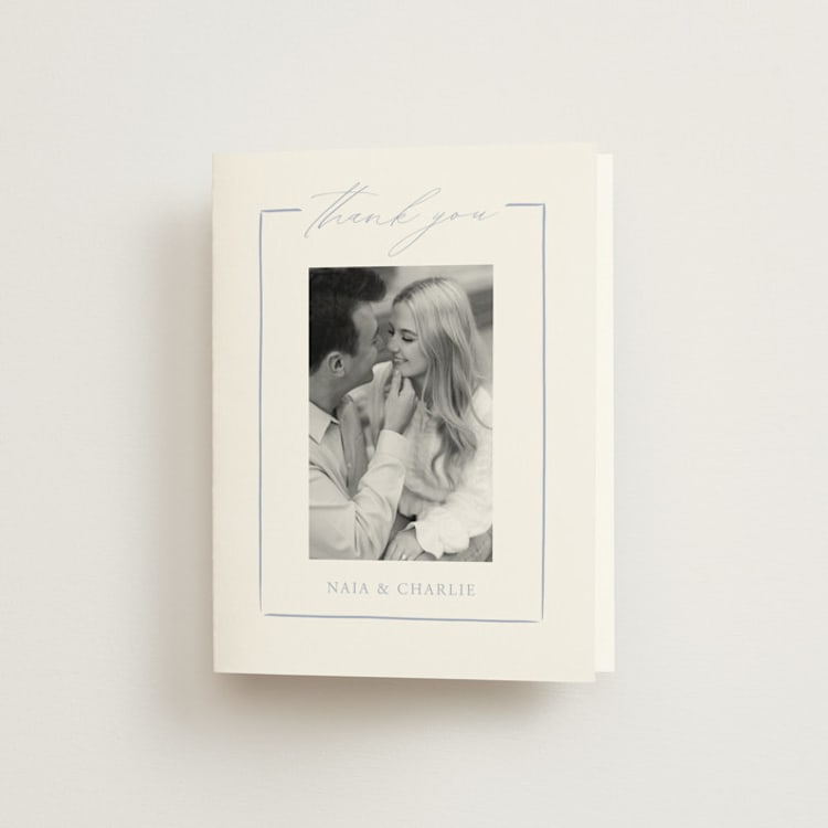 "Ocean Dreams" - Folded Wedding Thank You Cards in Pale Cerulean by Sabrin Deirani - Front