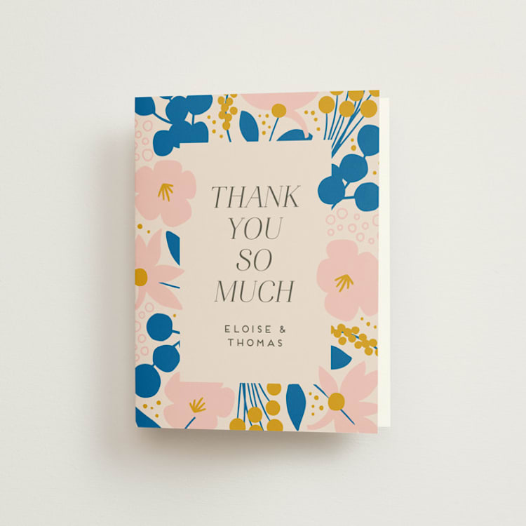 "Blossoms Abound" - Folded Wedding Thank You Cards in Cobalt by Genna Blackburn - Front