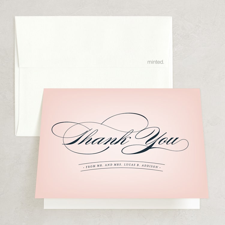 "Big City - San Francisco" - Folded Wedding Thank You Cards in Blush by Hooray Creative - Front