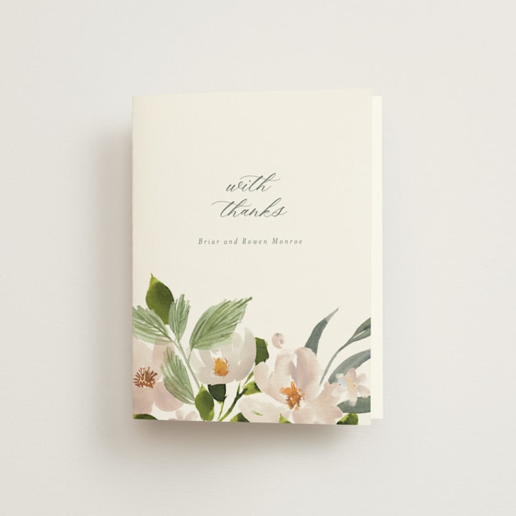 "petal toss" - Folded Wedding Thank You Cards in Cream by Angela Marzuki - Front