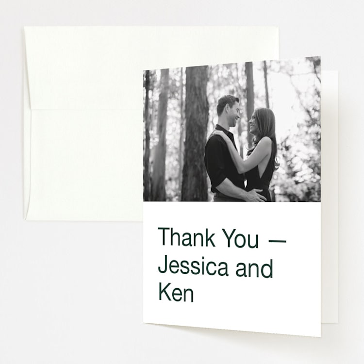 "Proposal" - Folded Wedding Thank You Cards in Buff by Jack Knoebber - Front