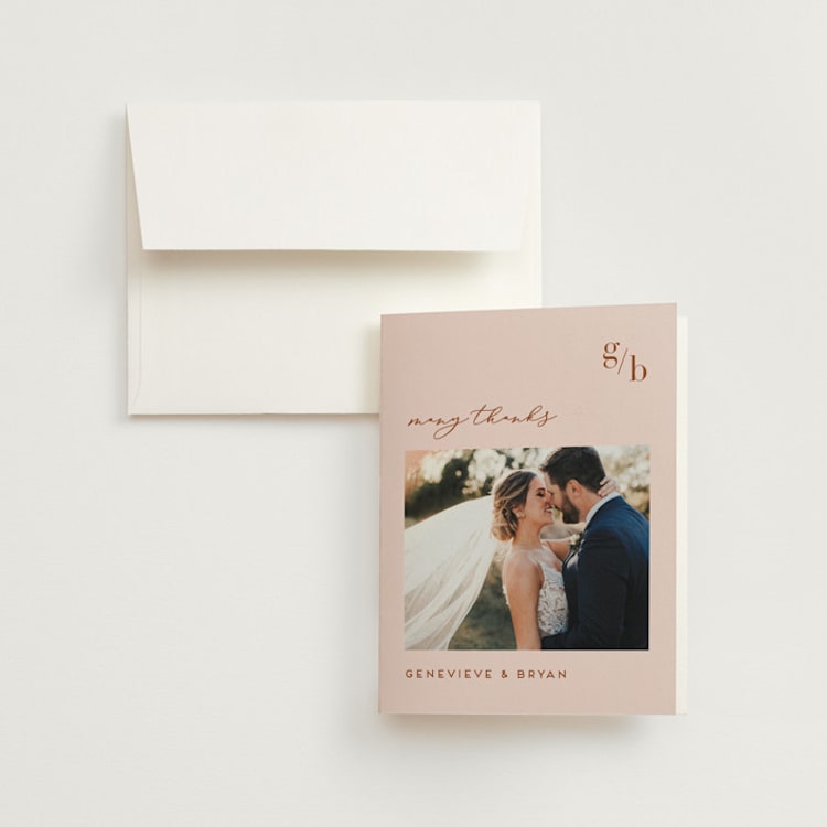 "Mod Initials" - Folded Wedding Thank You Cards in Rust by Genna Blackburn - Front