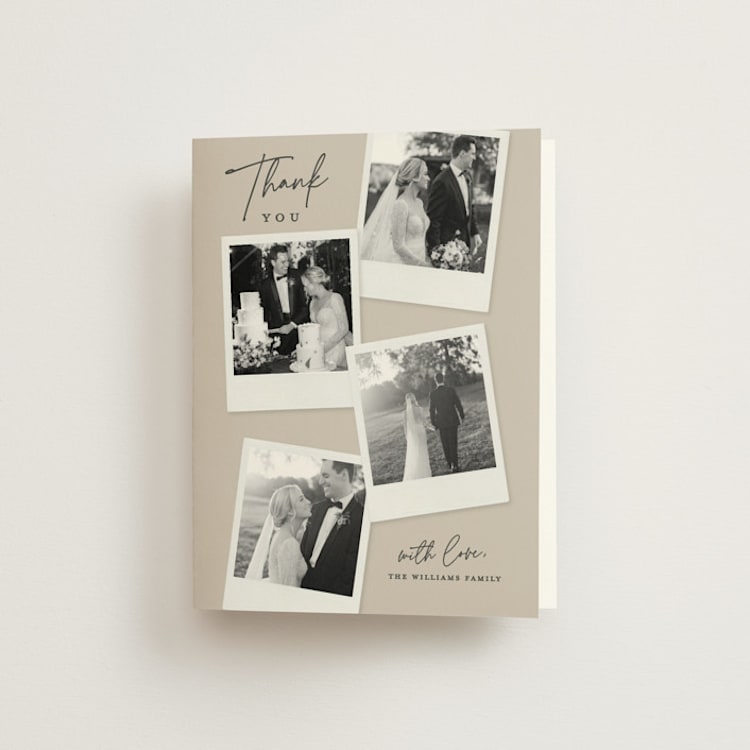 "Instant Elegance" - Folded Wedding Thank You Cards in Dune by Kerry Doyle - Front