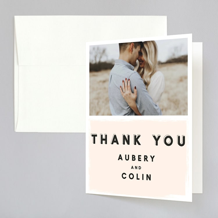 "bold blush" - Folded Wedding Thank You Cards in Blush by frances mathys - Front