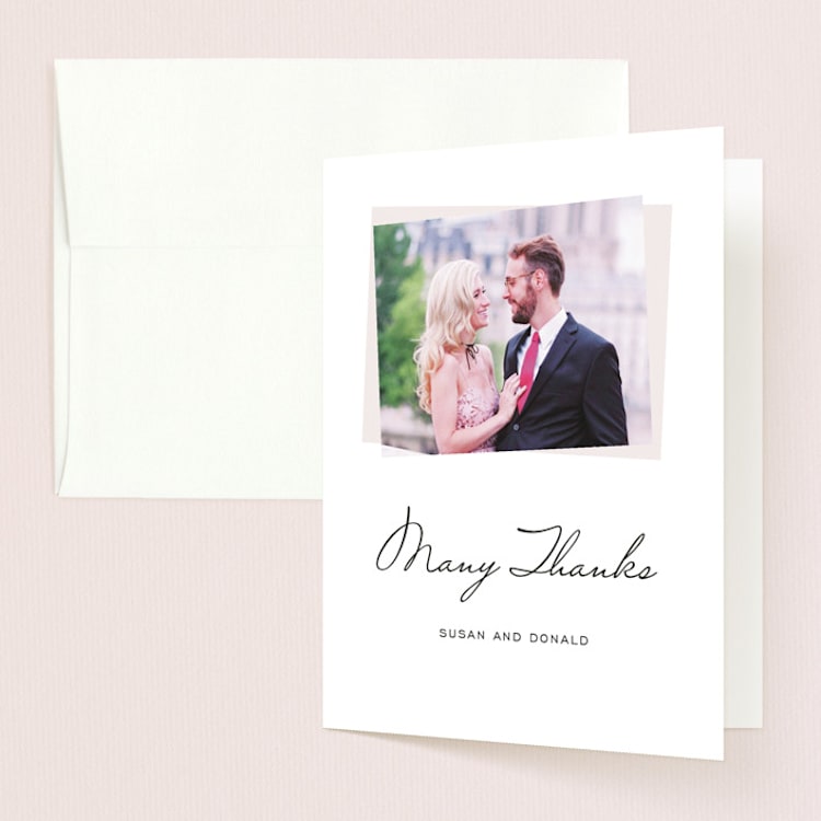 "Romantic Frame" - Folded Wedding Thank You Cards in Soft Petal by SimpleTe Design - Front