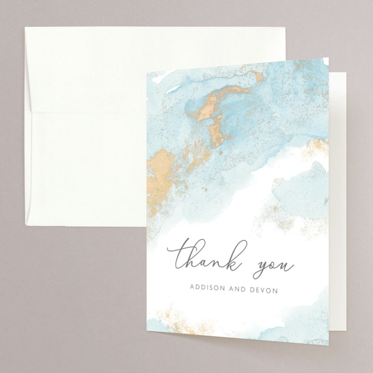"My tenderness" - Folded Wedding Thank You Cards in Topaz by Helen Halik - Front