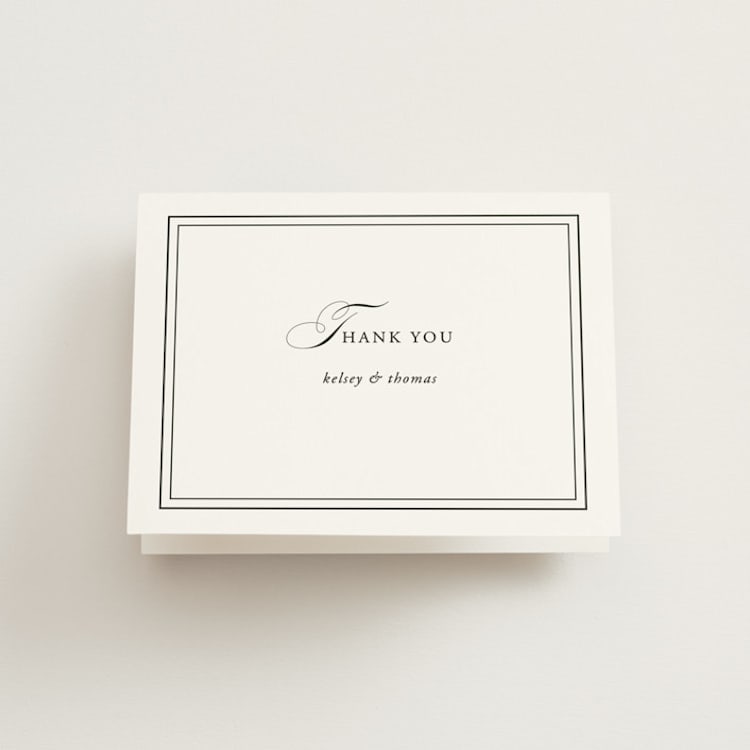 "Story Line" - Folded Wedding Thank You Cards in Snow by Kimberly FitzSimons - Front