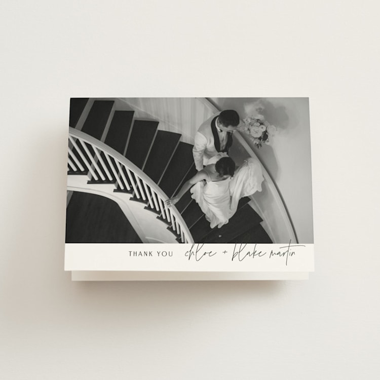 "Overlap" - Folded Wedding Thank You Cards in Silk by Kelly Schmidt - Front