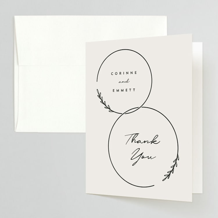 "Connect" - Folded Wedding Thank You Cards in Almond by Brianne Larsen - Front