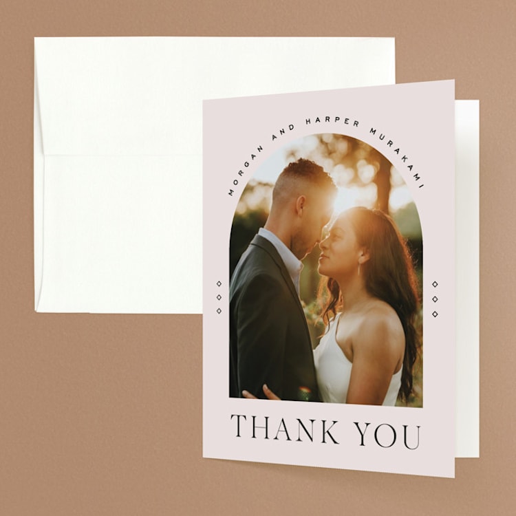 "Coco" - Folded Wedding Thank You Cards in Linen by Carly Reed Walker - Front