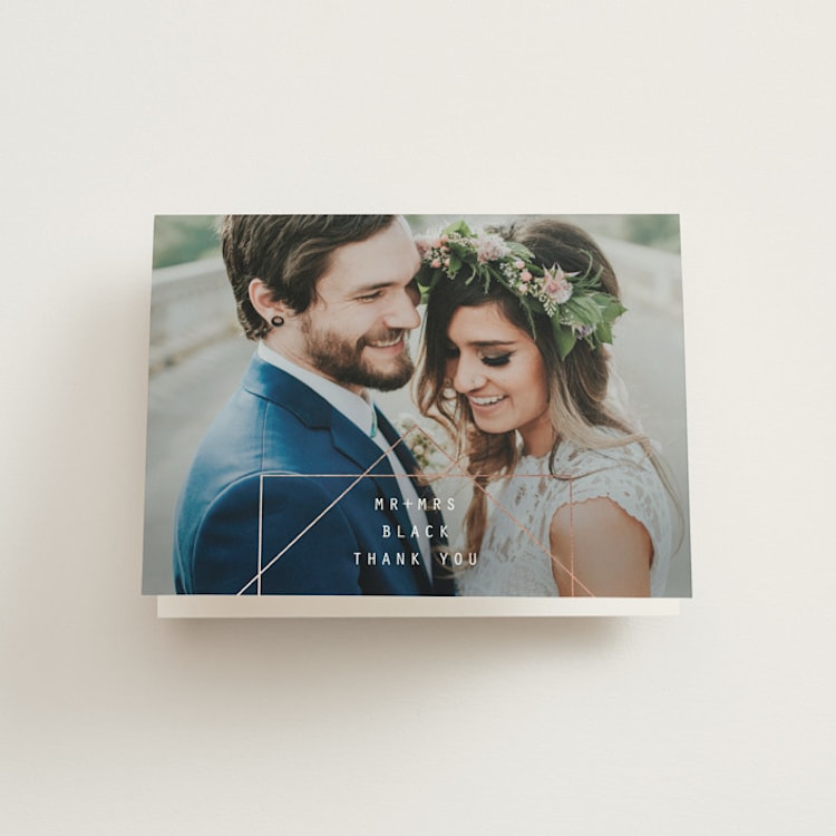 "BOLD AS LOVE" - Folded Wedding Thank You Cards in Noir by DESIGN X FIVE - Front