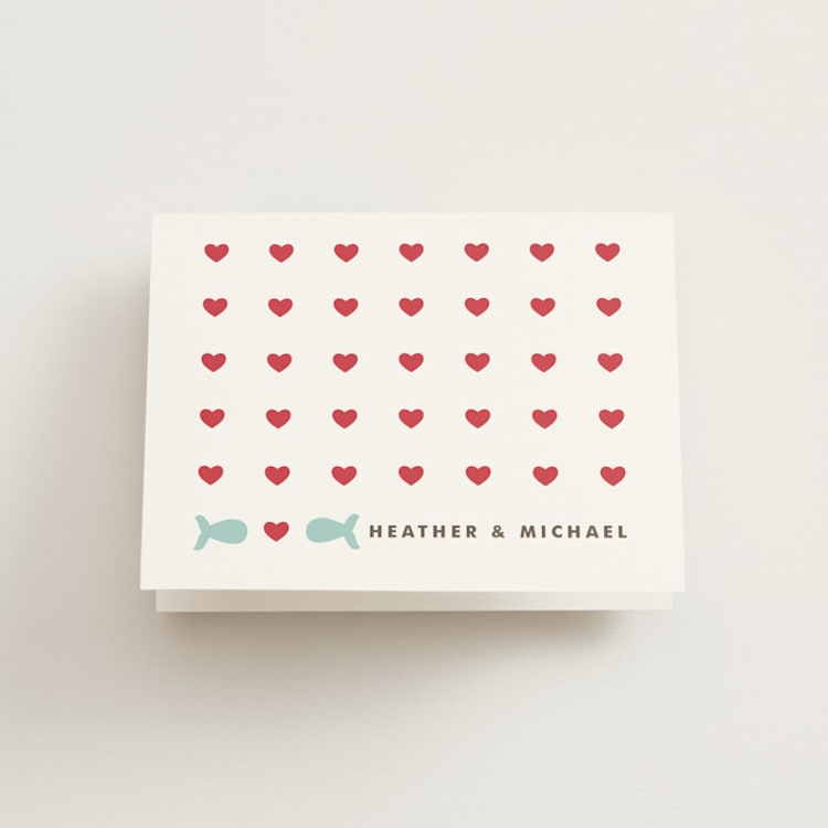 "Only Fish for Me" - Folded Wedding Thank You Cards in Tropical Sea by Ling Wang - Front