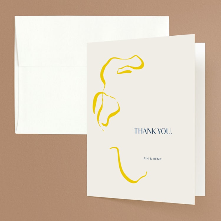 "Ophelia" - Folded Wedding Thank You Cards in Golden by Mere Paper - Front