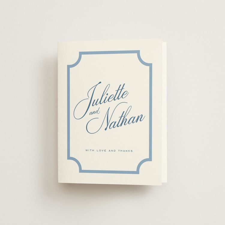 "Marenza" - Folded Wedding Thank You Cards in Bluebell by Jessica Williams - Front