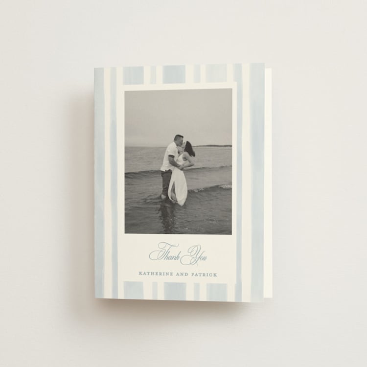 "Coastal crest" - Folded Wedding Thank You Cards in Ocean by Creo Study - Front