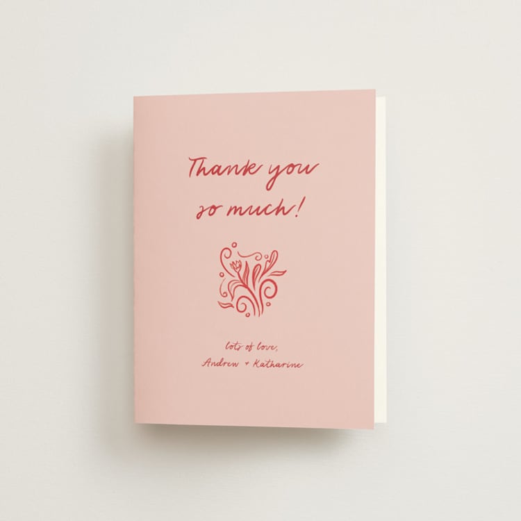 "Love in Bloom" - Folded Wedding Thank You Cards in Brick by Julia Liverton - Front