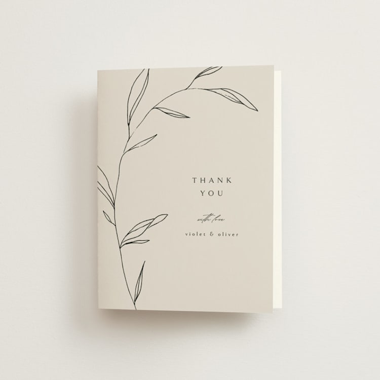 "Waldorf" - Folded Wedding Thank You Cards in Taupe by Kelly Schmidt - Front