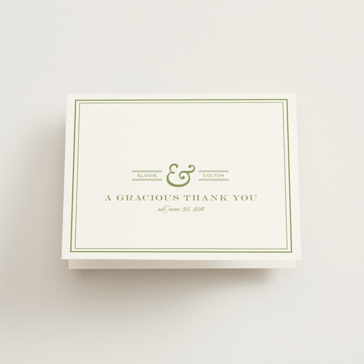 "Country Club" - Folded Wedding Thank You Cards in Spring Green by Annie Clark - Front