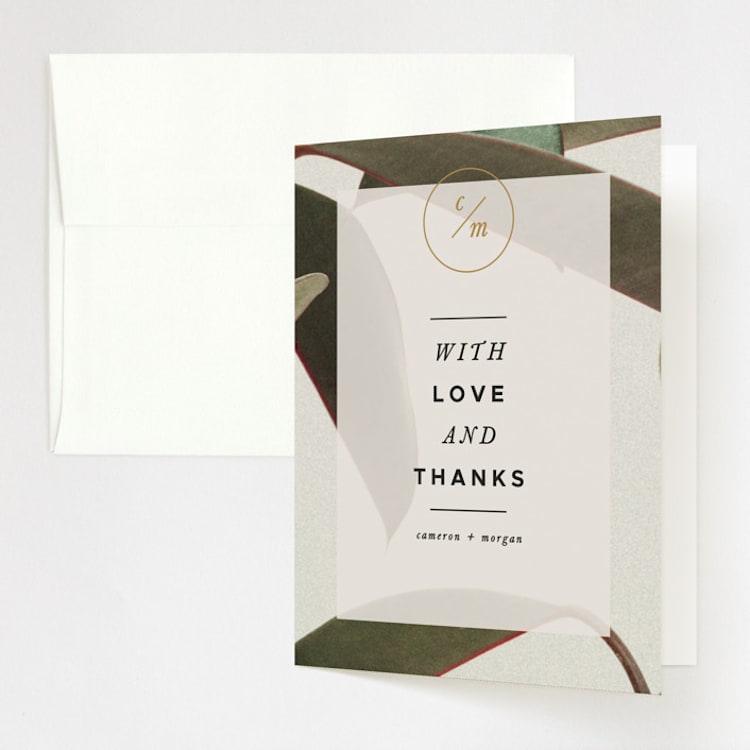 "Powder Room Florals" - Folded Wedding Thank You Cards in Cream by Ariel Rutland - Front