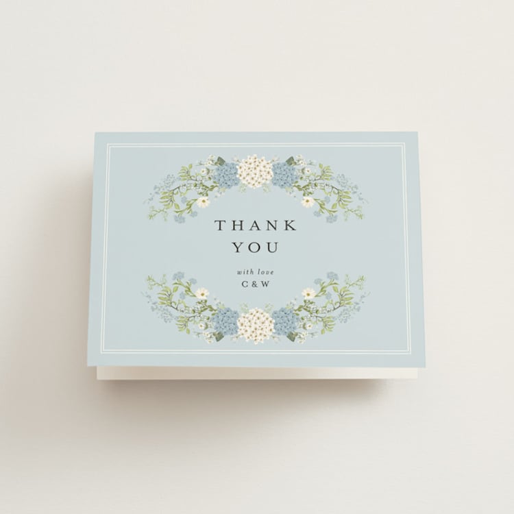 "Wedgewood" - Folded Wedding Thank You Cards in Cerulean by Susan Moyal - Front