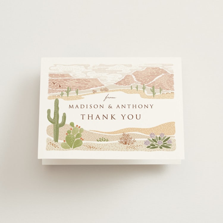 "Westward" - Folded Wedding Thank You Cards in Red Rock by Paper Sun Studio - Front
