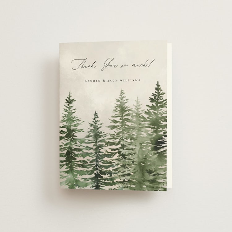 "montagna" - Folded Wedding Thank You Cards in Forest by Petra Kern - Front