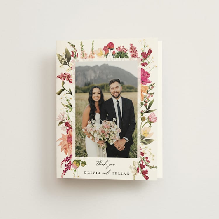 "Lush" - Folded Wedding Thank You Cards in Magenta by Susan Moyal - Front