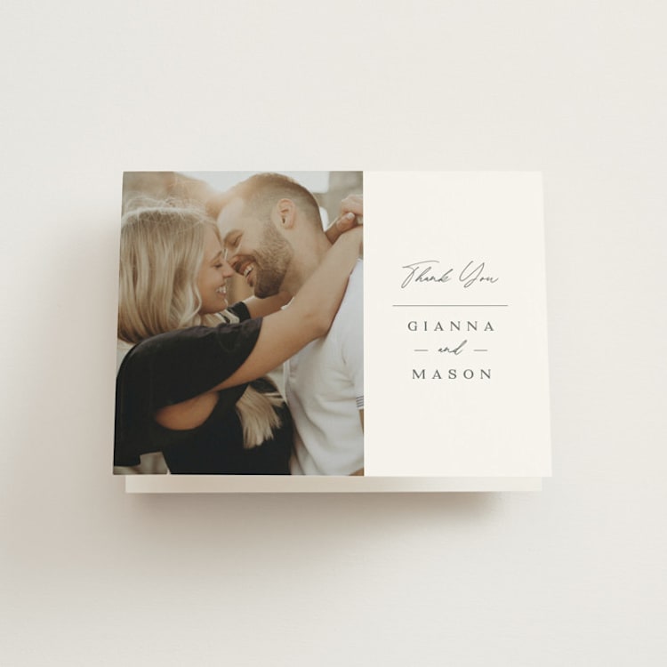 "Sector" - Folded Wedding Thank You Cards in Snow by Kaydi Bishop - Front