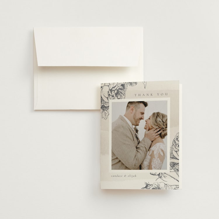 "Delicate" - Folded Wedding Thank You Cards in Pearl by Emily Sabol Goss - Front