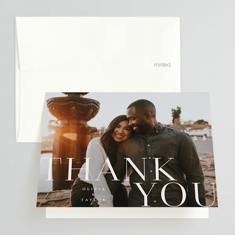 "Eclectic" - Folded Wedding Thank You Cards in Dusty Rose by Vera Lim - Front