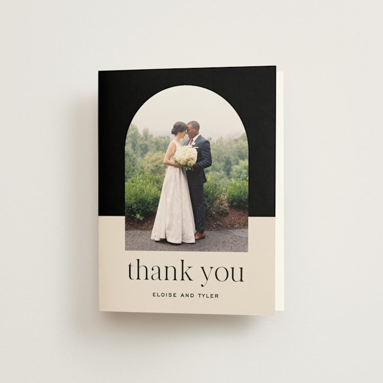 "Little party big love" - Folded Wedding Thank You Cards in Noir by Jessica Corliss - Front