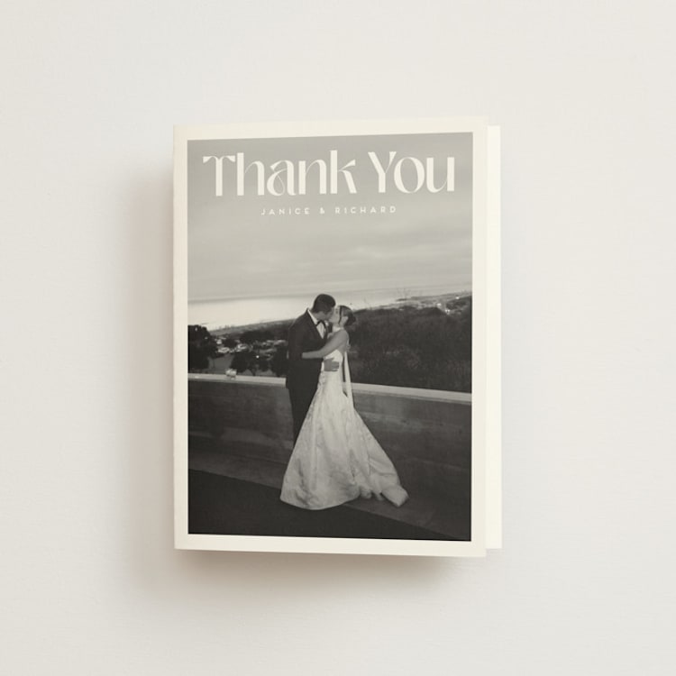 "News!" - Folded Wedding Thank You Cards in Blackberry by Claudia Orengo - Front