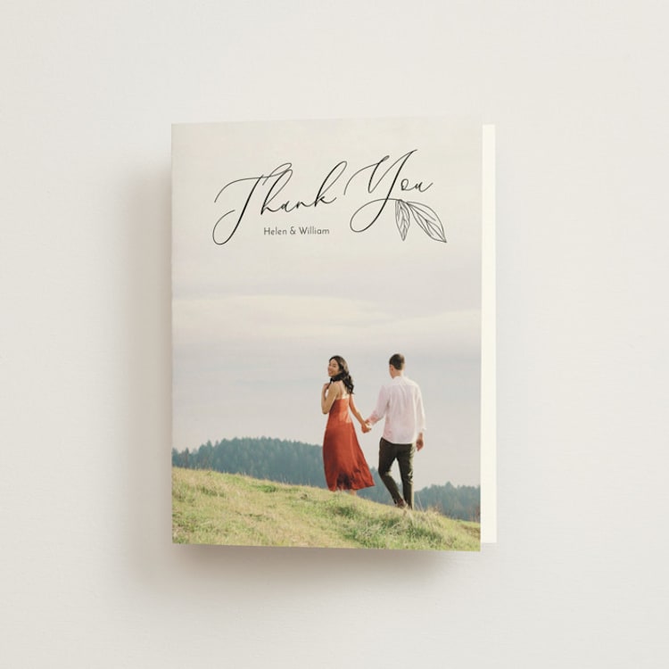"Belle Rose" - Folded Wedding Thank You Cards in Buttercream by Claudia Orengo - Front