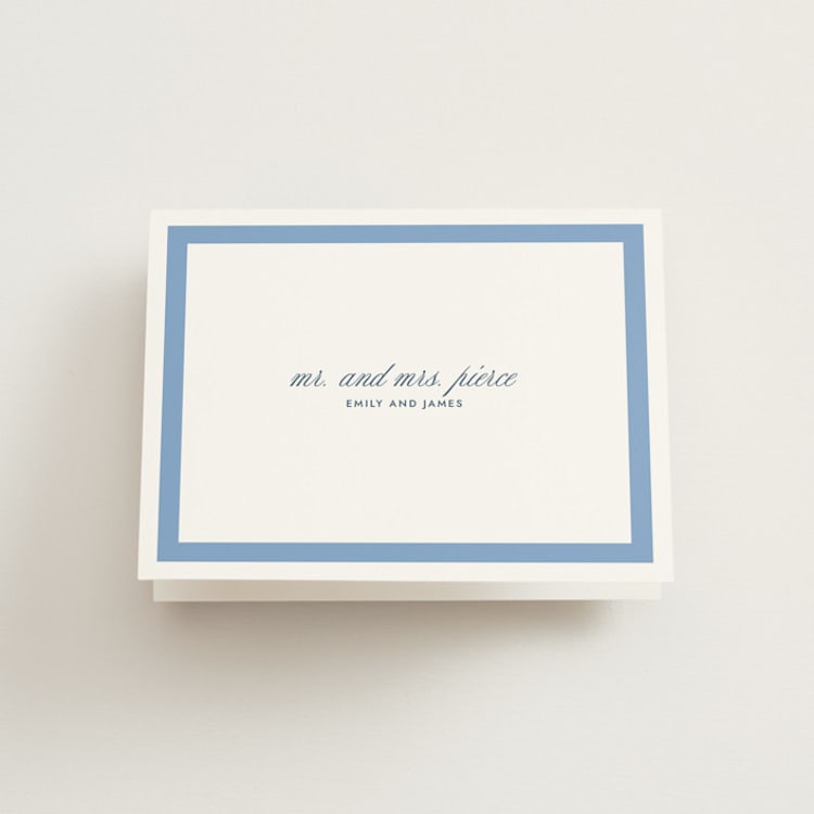 "Montauk" - Folded Wedding Thank You Cards in Blue Bell by Megan Davis - Front