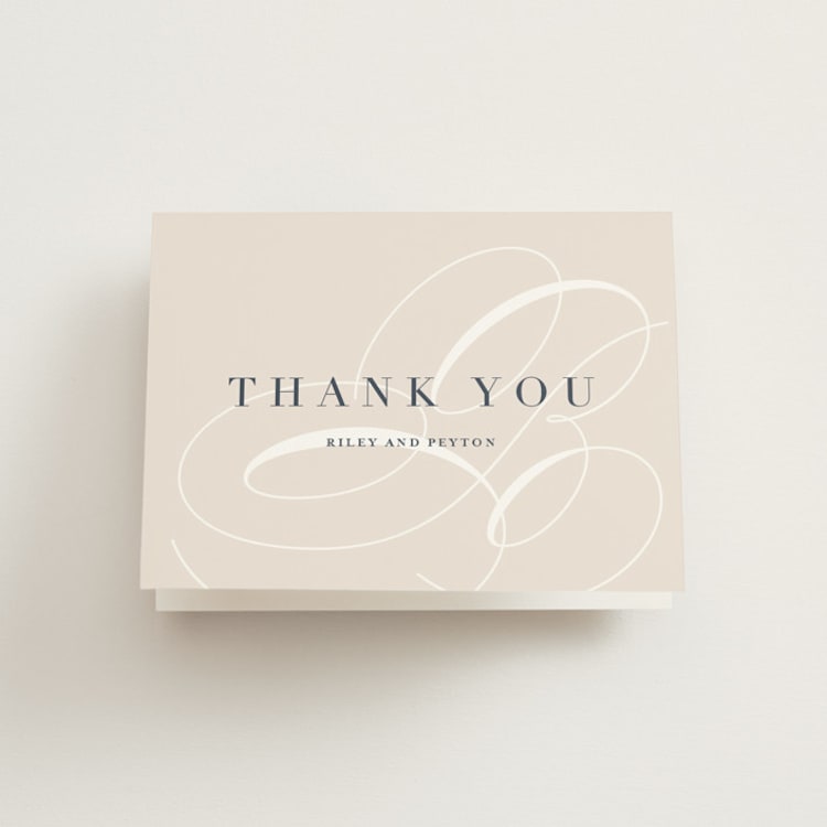 "Fresh Monogram" - Folded Wedding Thank You Cards in Latte by Lauren Chism - Front