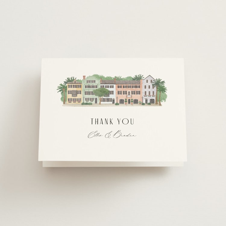 "East Bay street" - Folded Wedding Thank You Cards in Lily by Jennifer Wick - Front