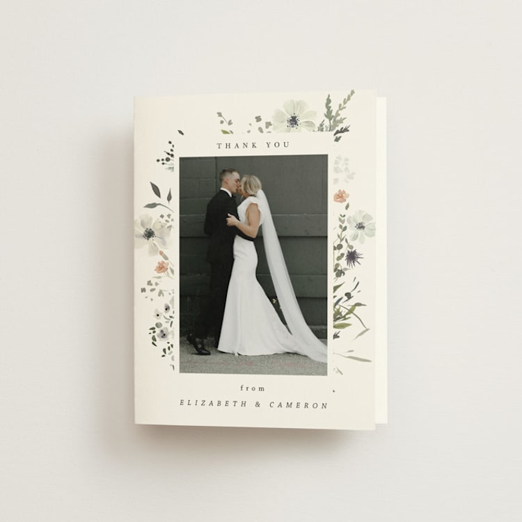 "Wildflower Garden" - Folded Wedding Thank You Cards in Lace by Hannah Williams - Front