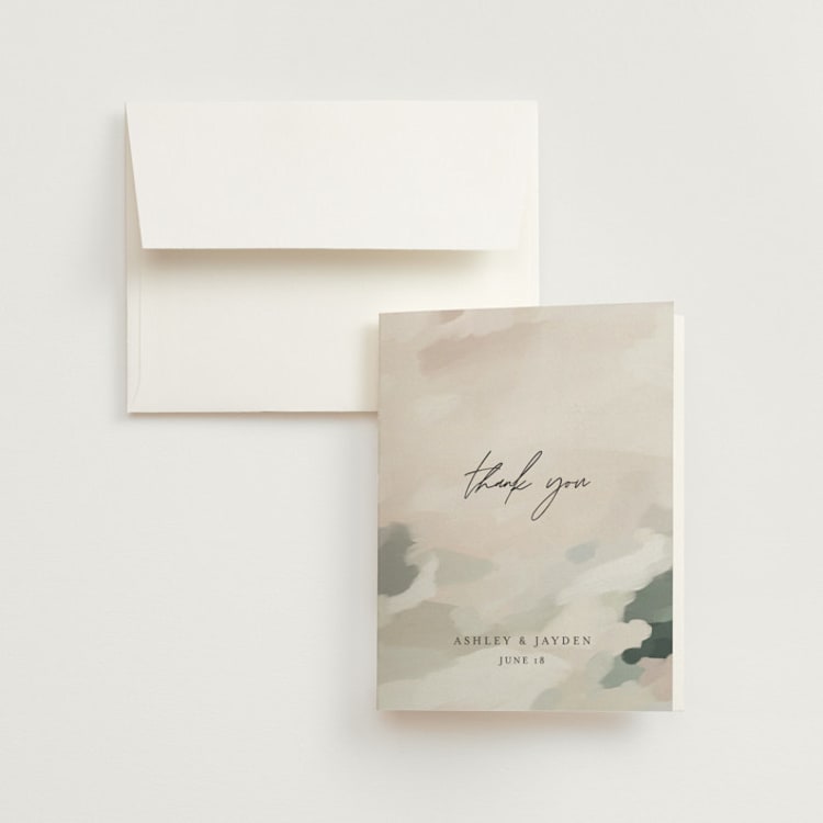 "Vista" - Folded Wedding Thank You Cards in Forest by Melanie Severin - Front