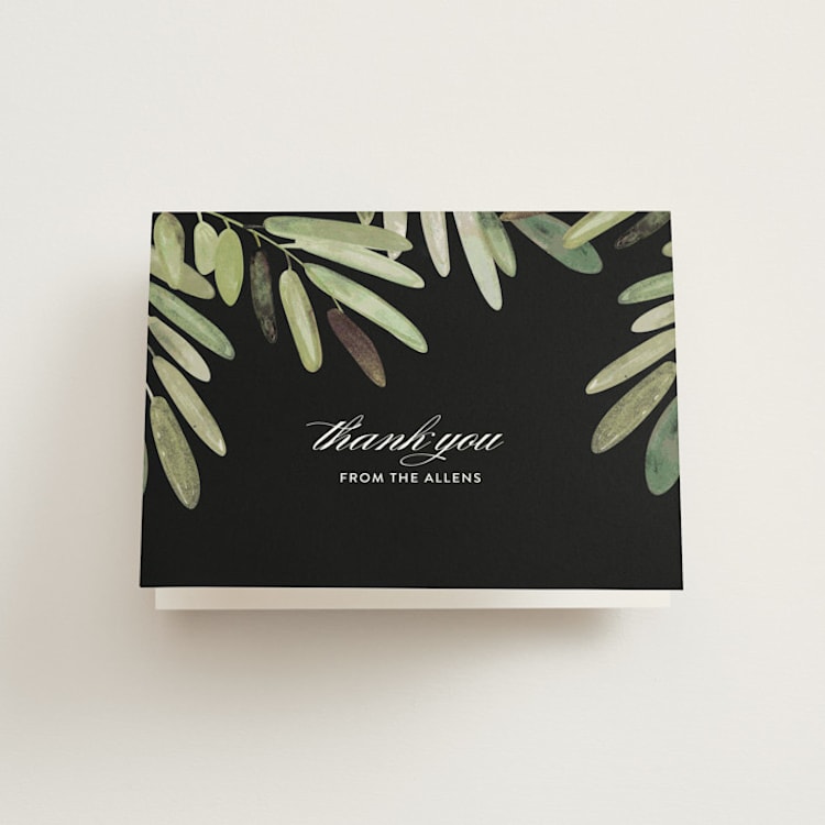 "Parting Branches" - Folded Wedding Thank You Cards in Midnight by Haley Warner - Front