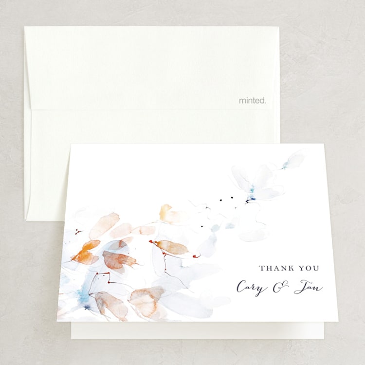 "Petale" - Folded Wedding Thank You Cards in Blush by Kelly Ventura - Front