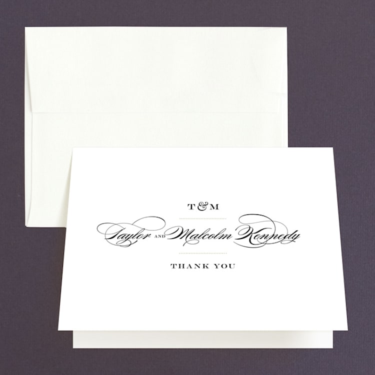 "Charming Go Lightly" - Folded Wedding Thank You Cards in Crisp Black by danielleb - Front