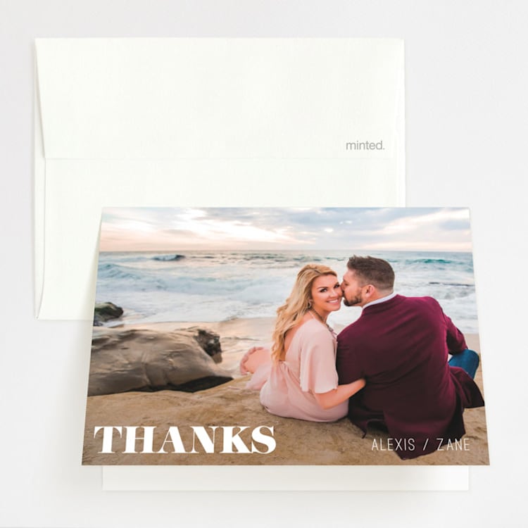 "and the adventure begins" - Folded Wedding Thank You Cards in Diamond by Playground Prints - Front