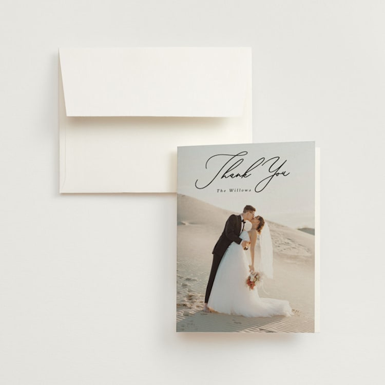 "Ocean Vibes" - Folded Wedding Thank You Cards in Sky by Marina Onoprienko - Front