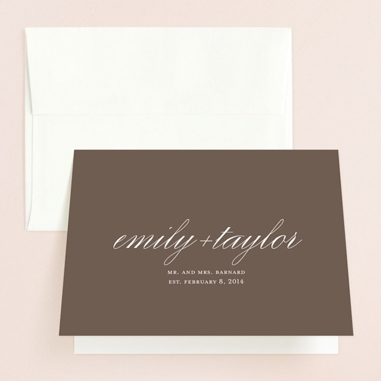 "Sweet scallop" - Folded Wedding Thank You Cards in Taupe by Annie Clark - Front