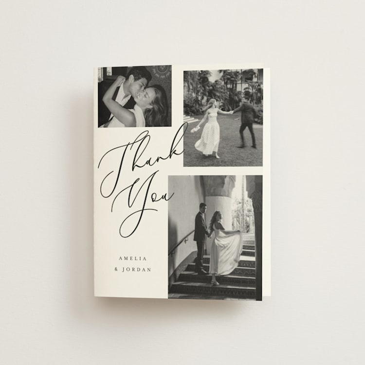 "Whimsy" - Folded Wedding Thank You Cards in Snow by AK Graphics - Front