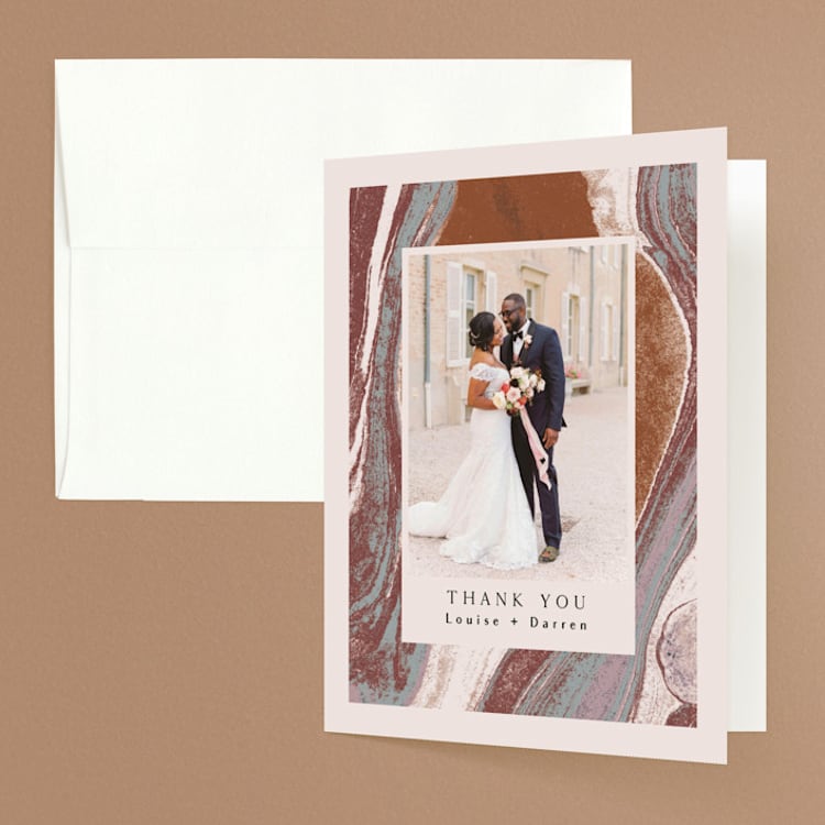 "Jasper" - Folded Wedding Thank You Cards in Sandstone by Everett Paper Goods - Front