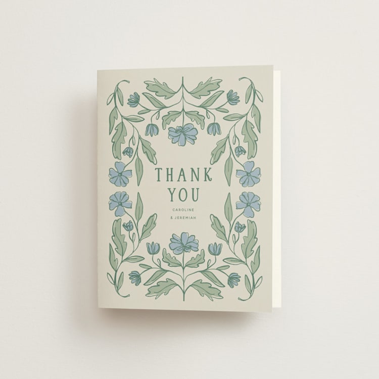 "Botanical" - Folded Wedding Thank You Cards in Garden by Kelly Watkins - Front