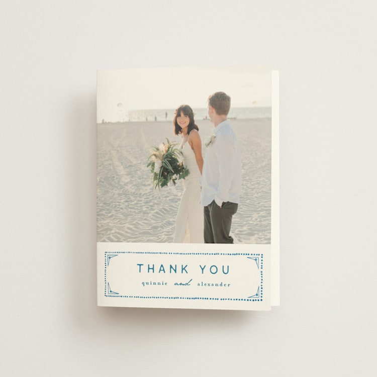"watercolor tile" - Folded Wedding Thank You Cards in Navy by Anastasia Makarova - Front